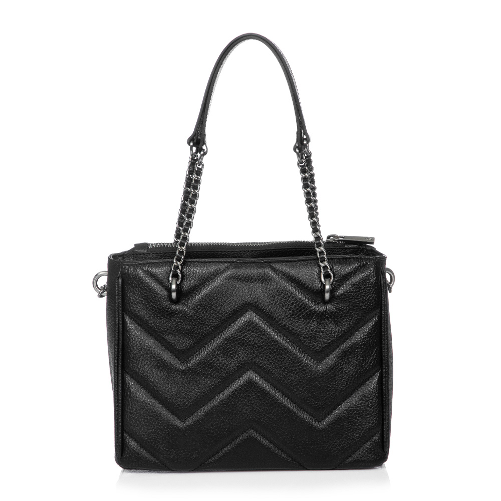 BOLSA PRETA M&Eacute;DIA DE COURO TOTE image number 2