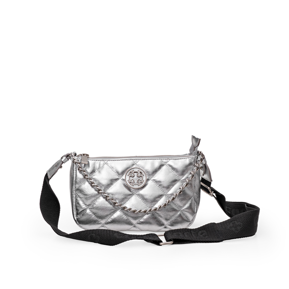 BOLSA PRATEADA SHOULDER BAG DE COURO MATELASS&Ecirc; AL&Ccedil;A GORGUR&Atilde;O image number 2