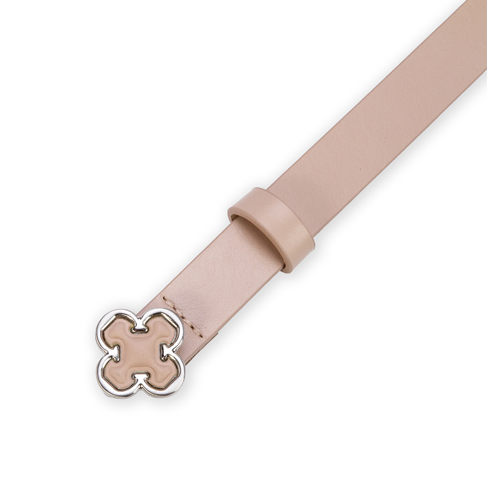 CINTO DE COURO NUDE FIVELA LOGO PRATEADA image number 3