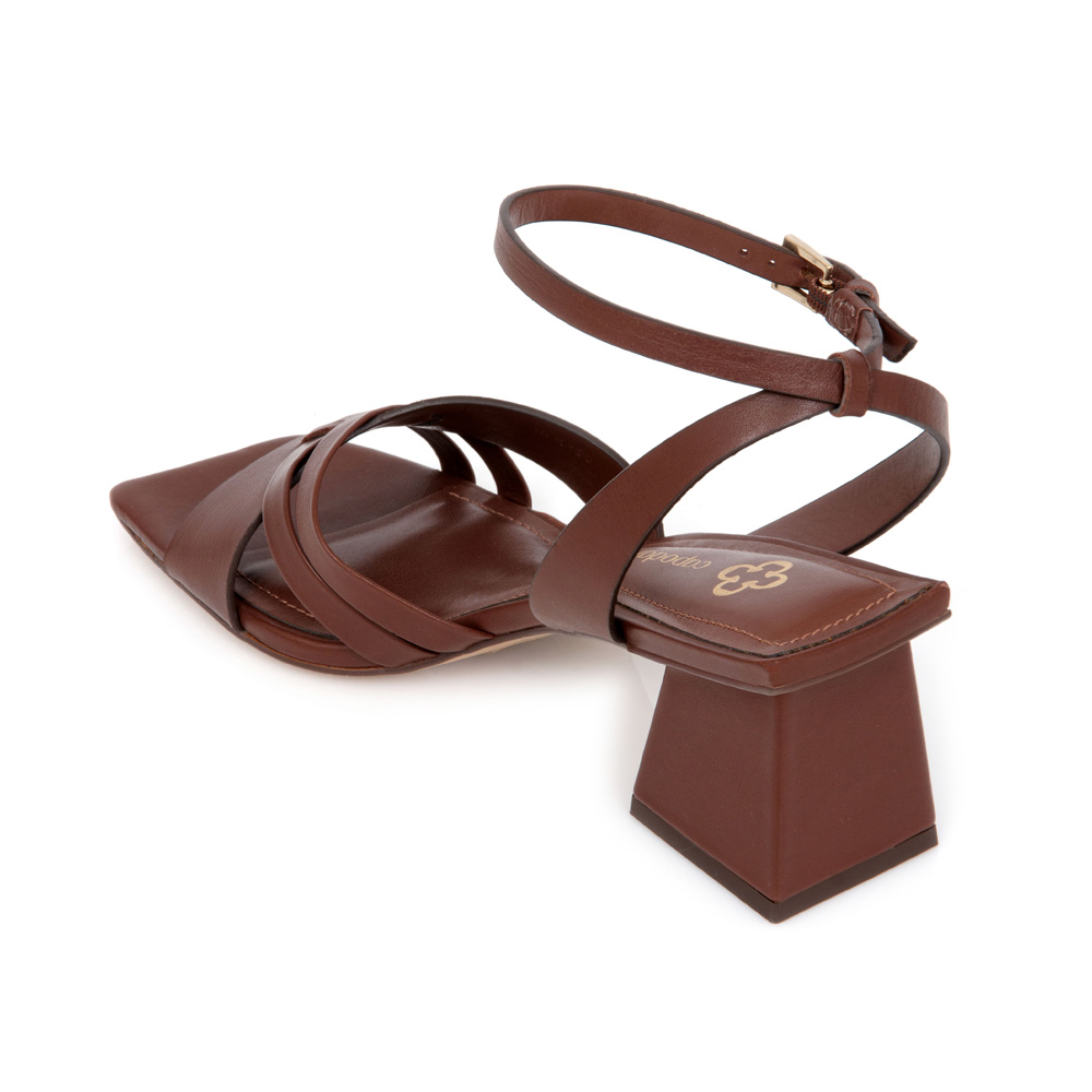 SANDÁLIA SALTO MÉDIO MARROM ÉBANO COURO image number 2