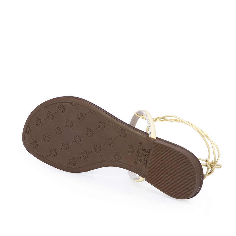 SANDÁLIA RASTEIRA CREME BRULLE DE COURO AMARRAÇÃO image number 3