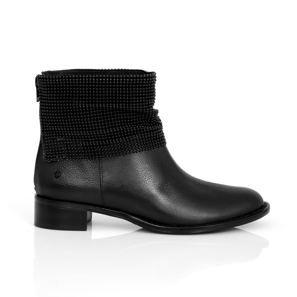 BOTA CANO CURTO PRETA DE COURO HOTFIX image number 0