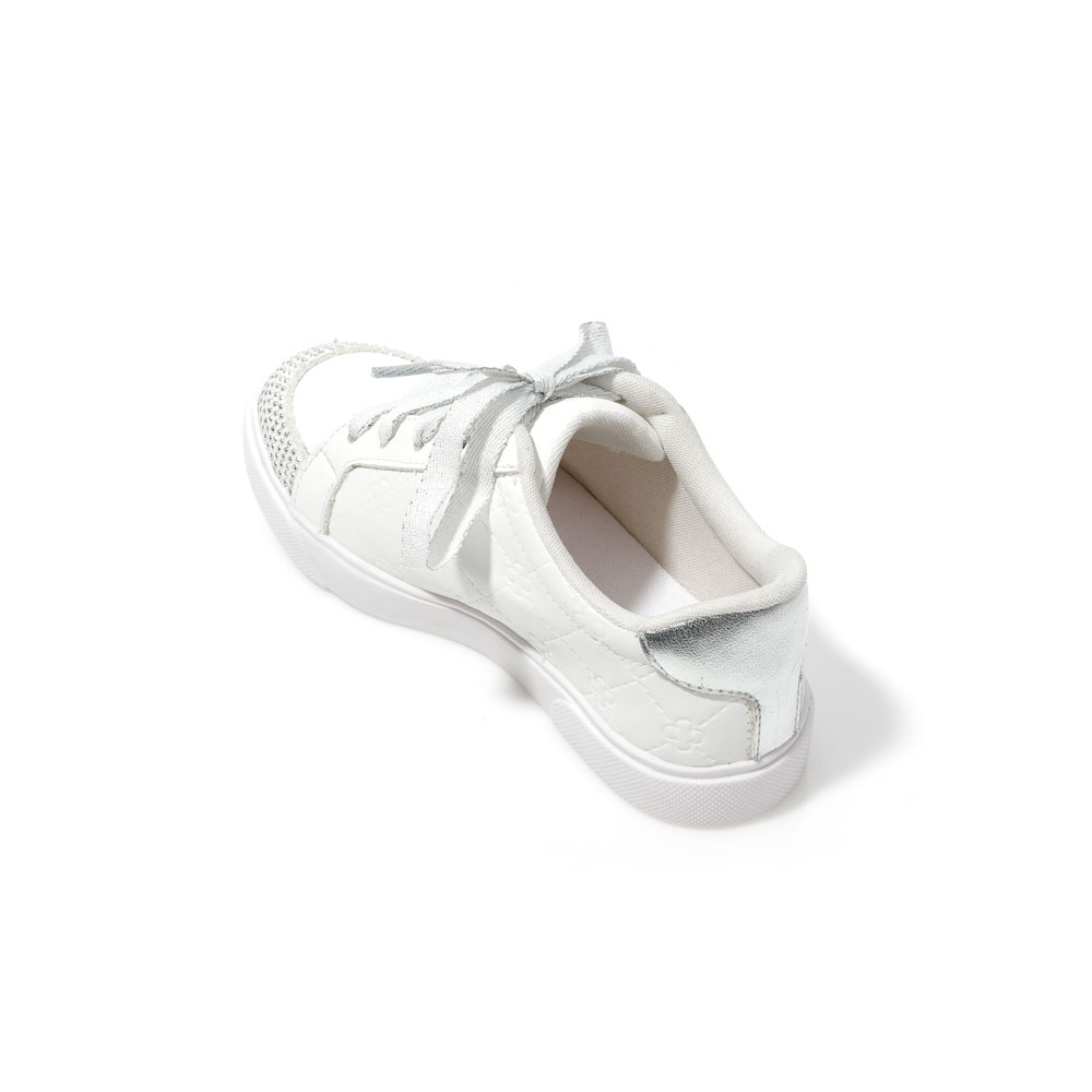T&Ecirc;NIS INFANTIL BRANCO E PRATA AMARRA&Ccedil;&Atilde;O HOTFIX image number 2
