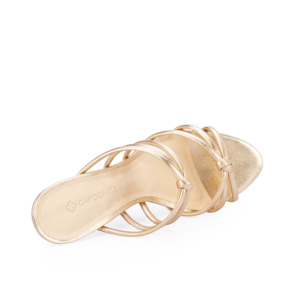 MULE SALTO M&Eacute;DIO DOURADO CLARO DE COURO image number 4