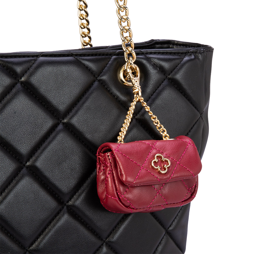 CHAVEIRO MINI BOLSA VERMELHO COURO MATELASS&Ecirc; BAG CHARM image number 1