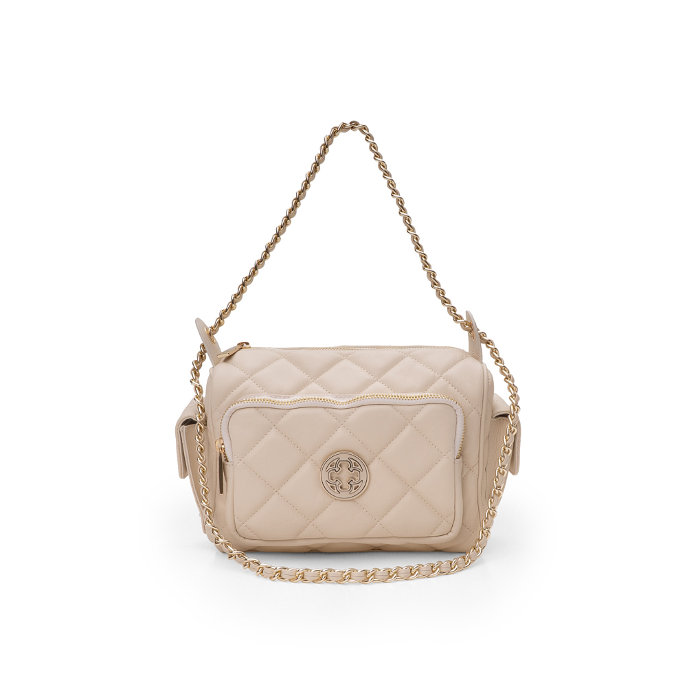 BOLSA DE COURO BEGE VANILLA MATELASSÊ ALÇA CORRENTE SHOULDER BAG image number 0