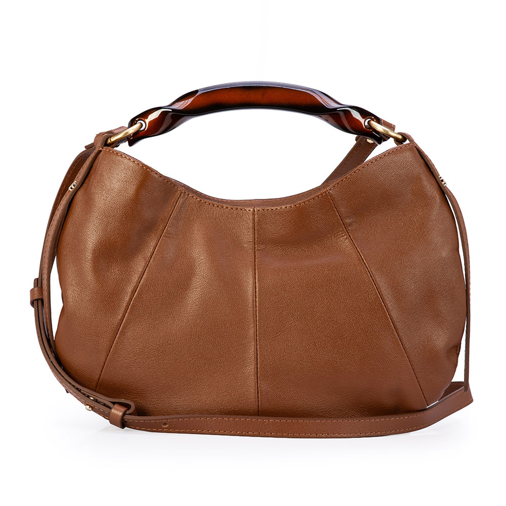 BOLSA M&Eacute;DIA TIRACOLO MARROM MOGNO COURO TOTE AL&Ccedil;A TORTOISE image number 0