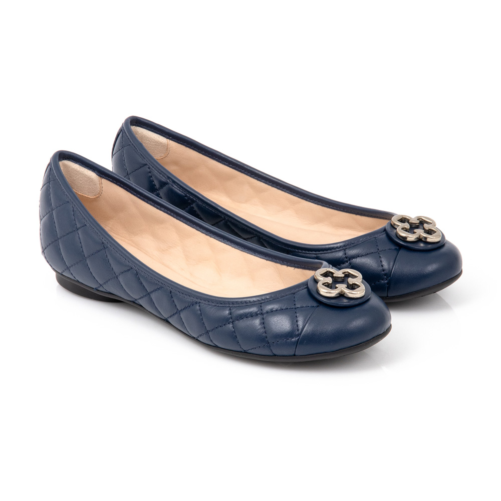 SAPATILHA CATHERINE MARINHO AZZURRO DE COURO MATELASSÊ image number 1