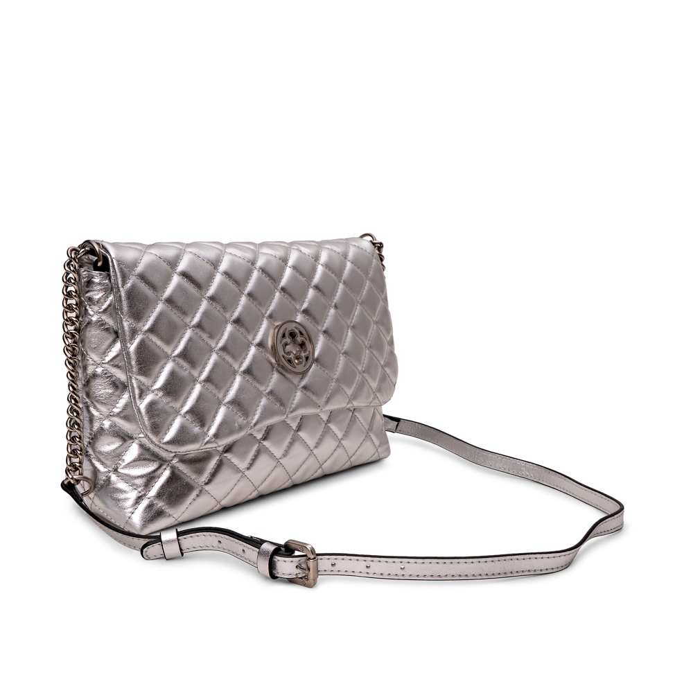 BOLSA PRATEADA METALIZADA DE COURO MATELASS&Ecirc; SHOULDER BAG image number 1