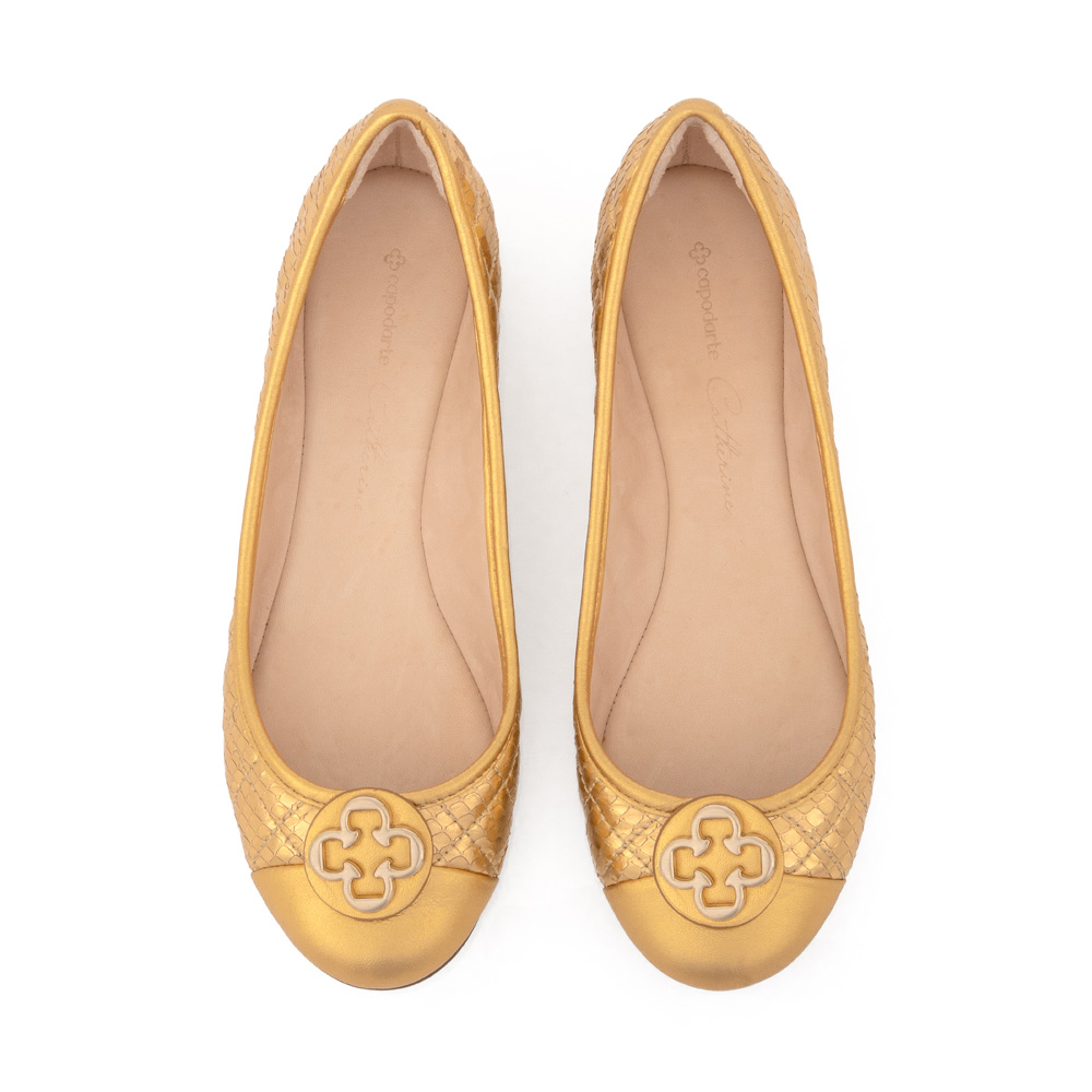 SAPATILHA CATHERINE DOURADA DE COURO MATELASSÊ image number 4