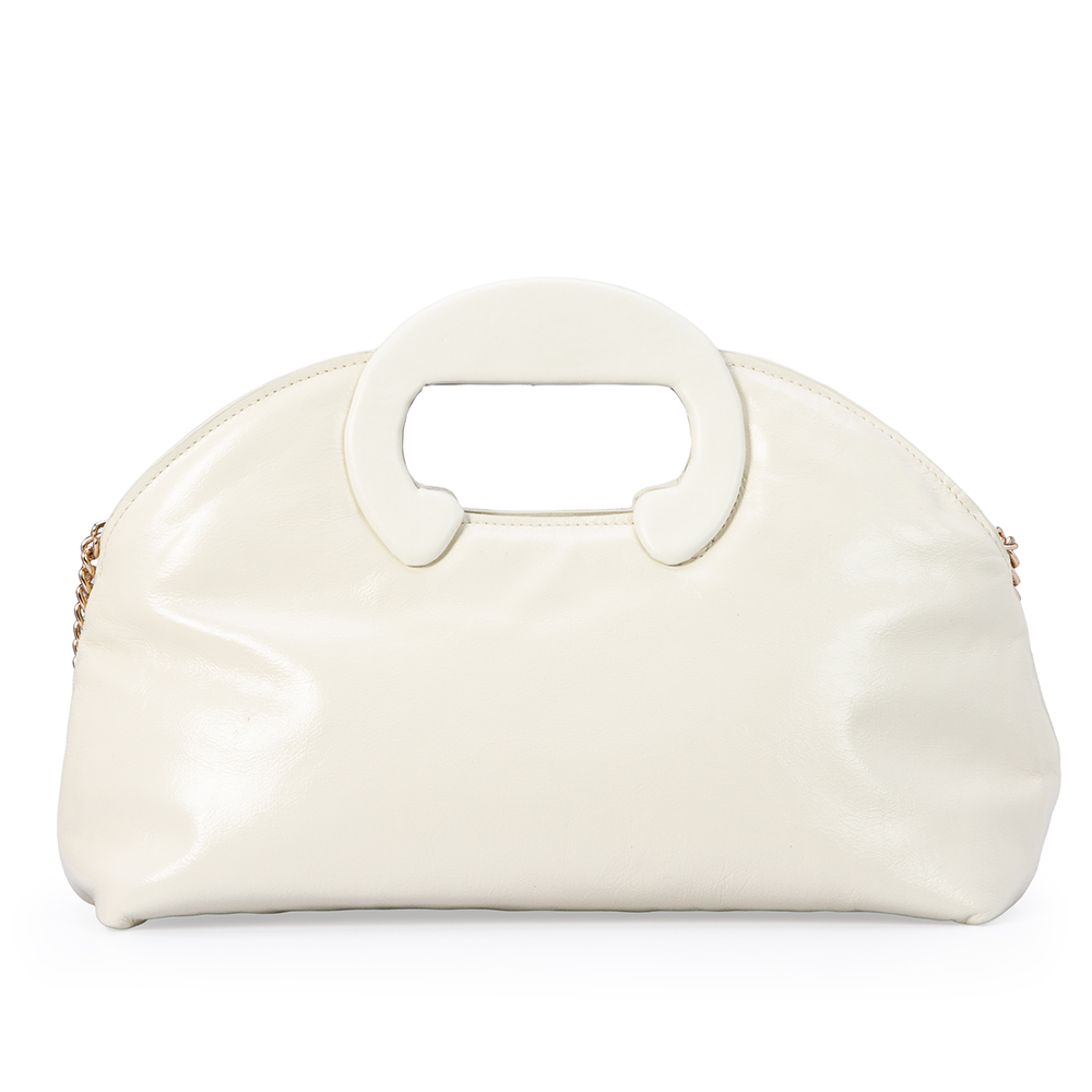 BOLSA CLUTCH BRANCA DUNA DE COURO COM AL&Ccedil;A CORRENTE image number 2