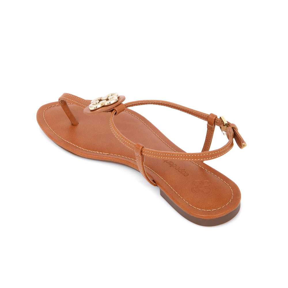SANDÁLIA RASTEIRA CARAMELO CAMEL LOGO DOURADO image number 2