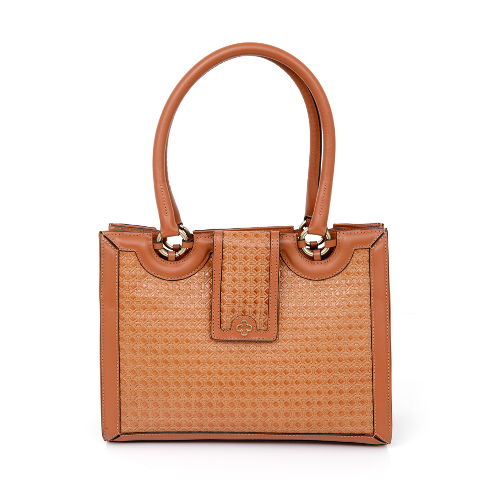 BOLSA SHOPPER COURO CARAMELO CROCHET image number 0