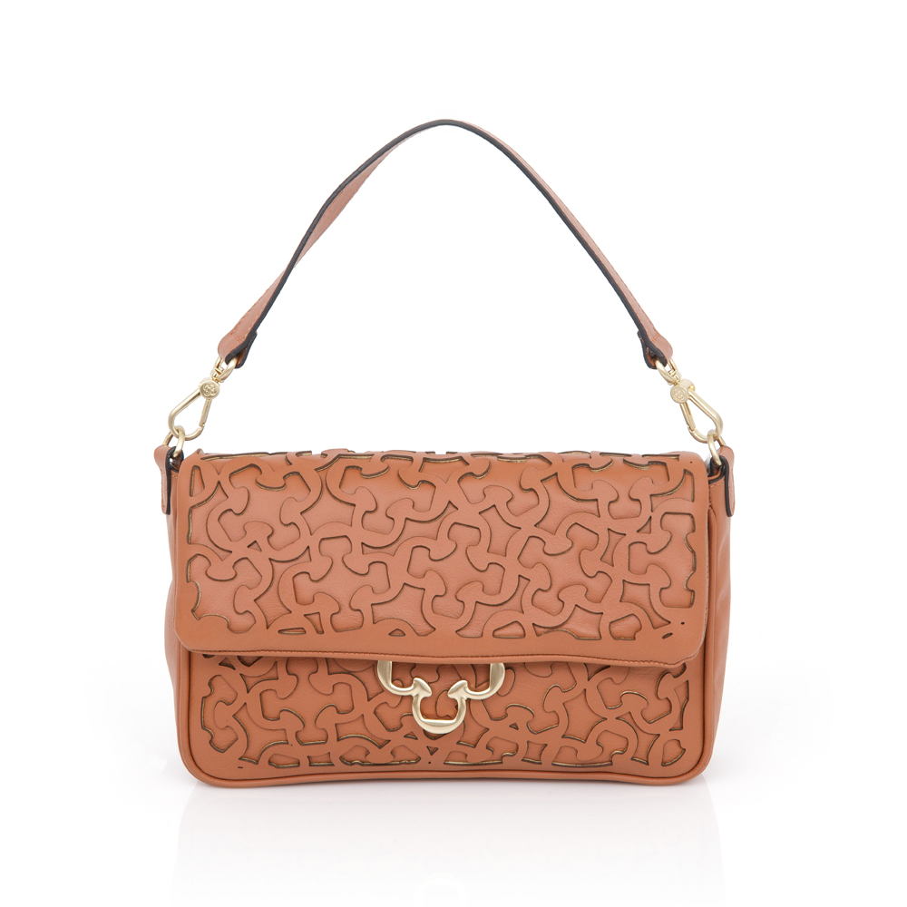 BOLSA COURO CARAMELO SHOULDER AL&Ccedil;A CORRENTE image number 0
