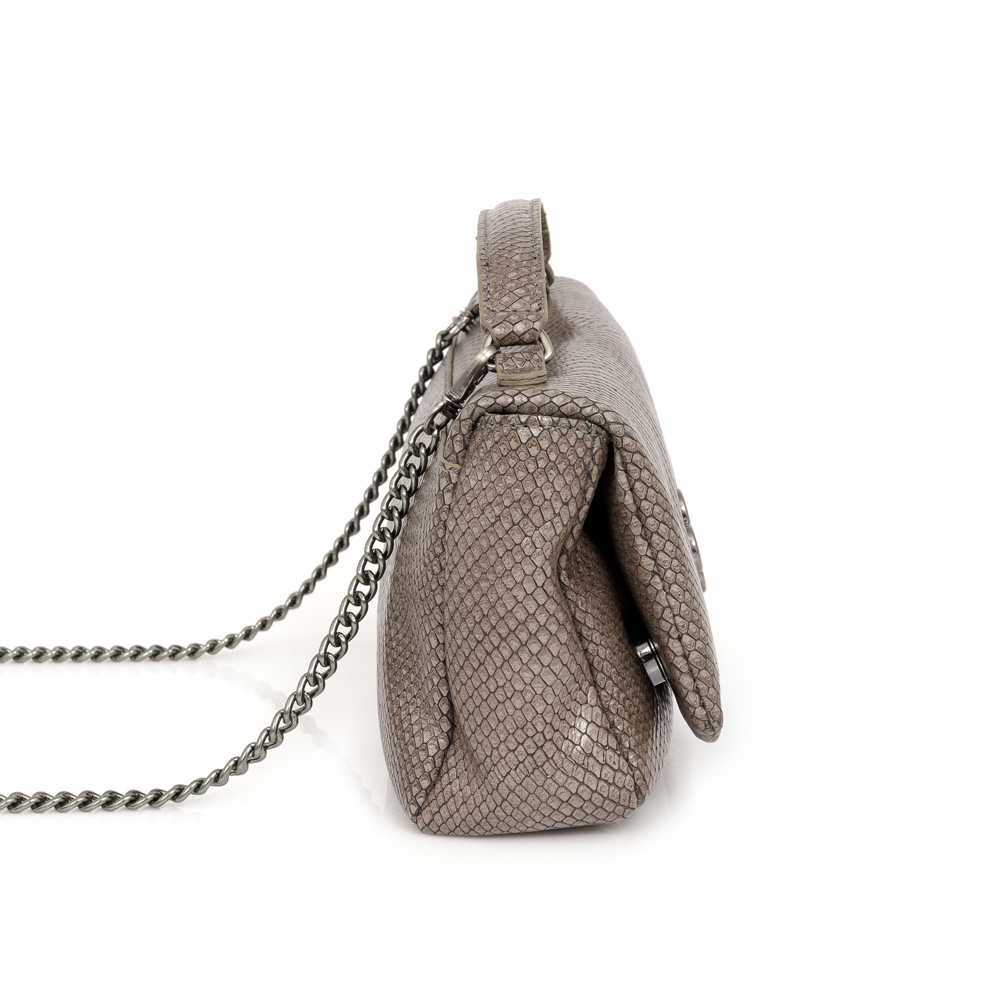 BOLSA SHOULDER BAG CINZA PETRA DE COURO ALÇA CORRENTE image number 1