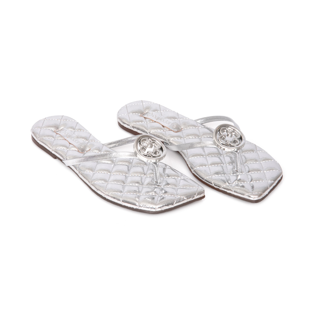 CHINELO PRATA BICO QUADRADO MATELASSÊ image number 1