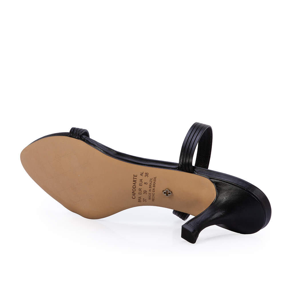 MULE SALTO M&Eacute;DIO PRETA DE COURO image number 3