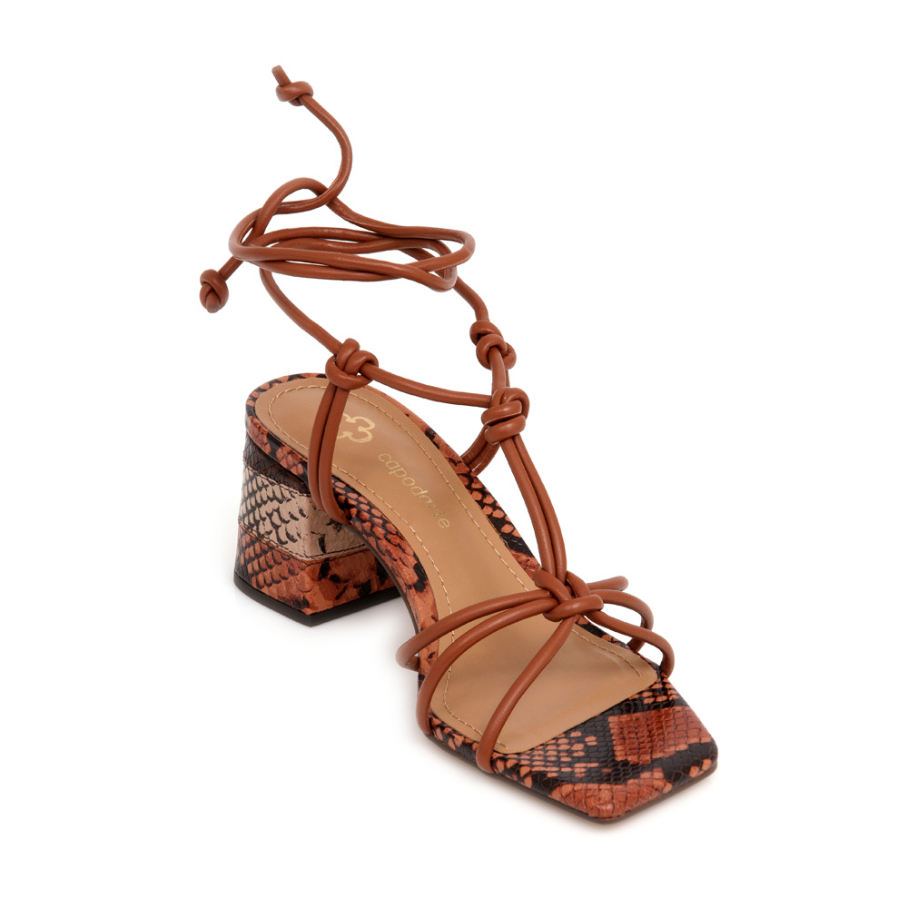 SAND&Aacute;LIA SALTO M&Eacute;DIO DE COURO CARAMELO AMARRA&Ccedil;&Atilde;O image number 4