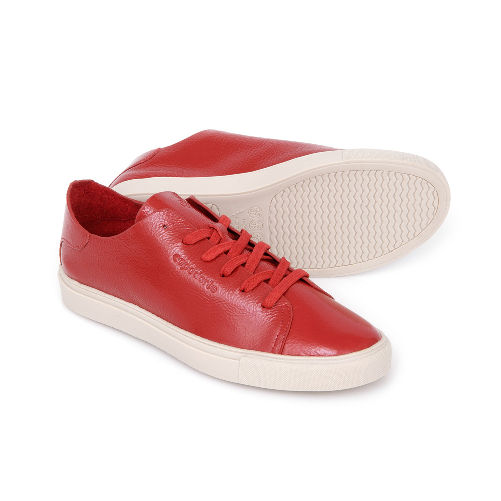 TÊNIS FEMININO DE COURO VERMELHO MERLOT VERNIZ AMARRAÇÃO image number 3