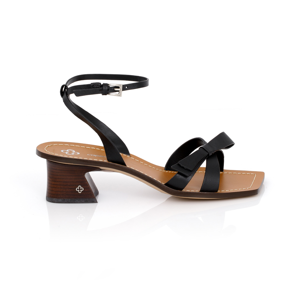 SAND&Aacute;LIA SALTO BAIXO PRETA DE COURO image number 0