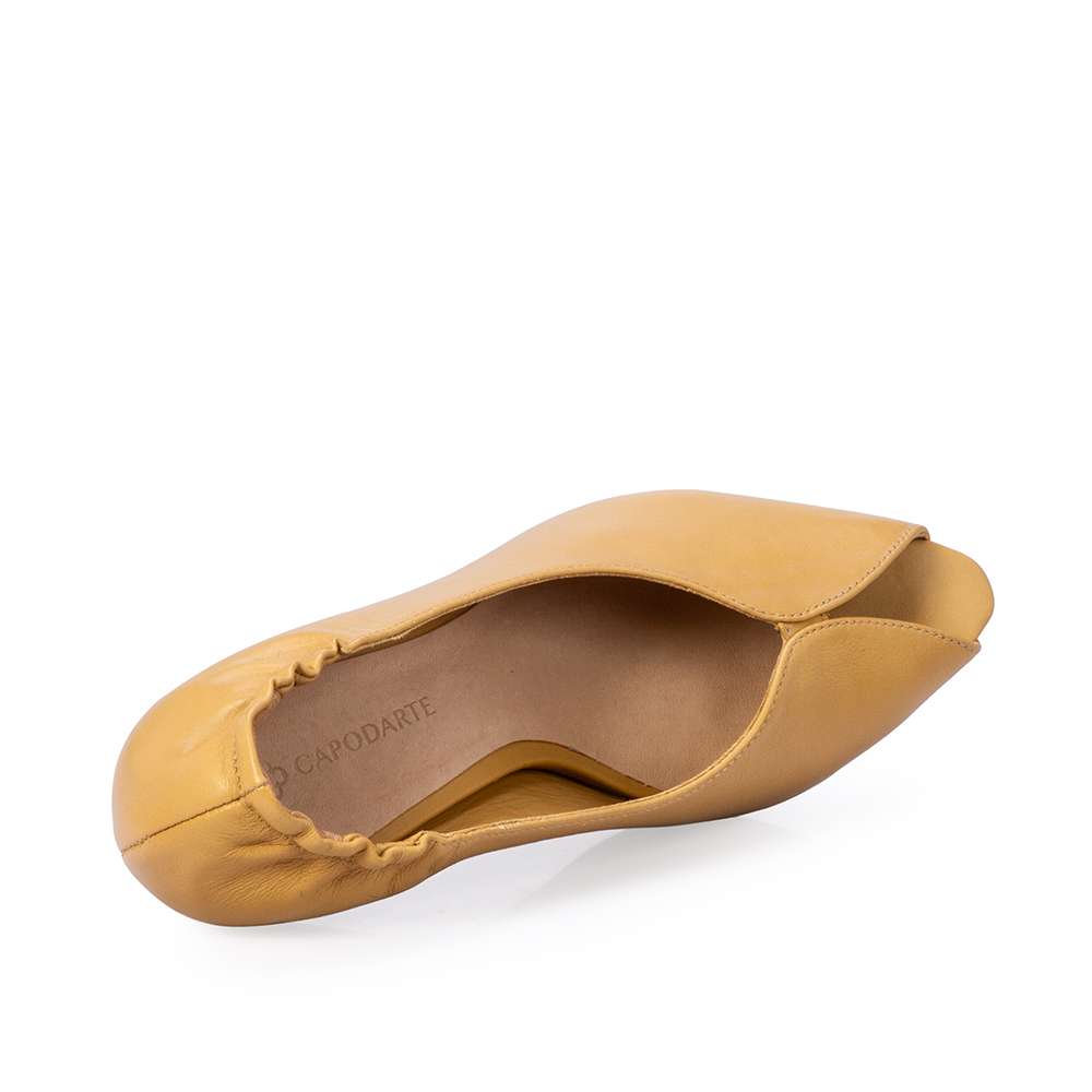 PEEP TOE BEGE SAVANA DE COURO SALTO M&Eacute;DIO image number 4