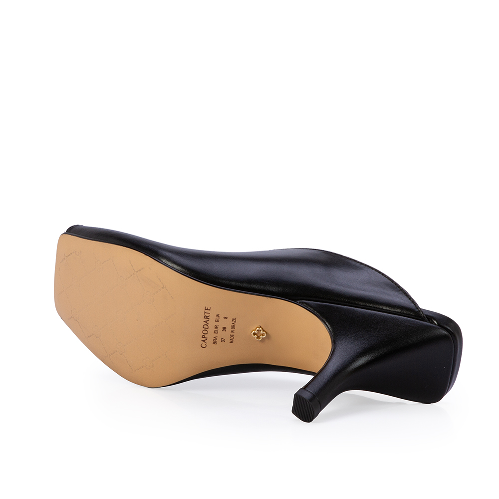 MULE SALTO M&Eacute;DIO COURO PRETA image number 3