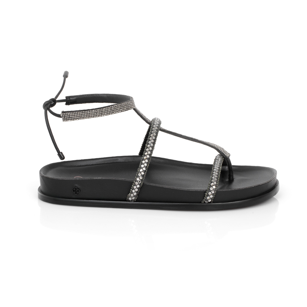 SAND&Aacute;LIA PAPETE PRETA PEDRARIAS AMARRA&Ccedil;&Atilde;O image number 0