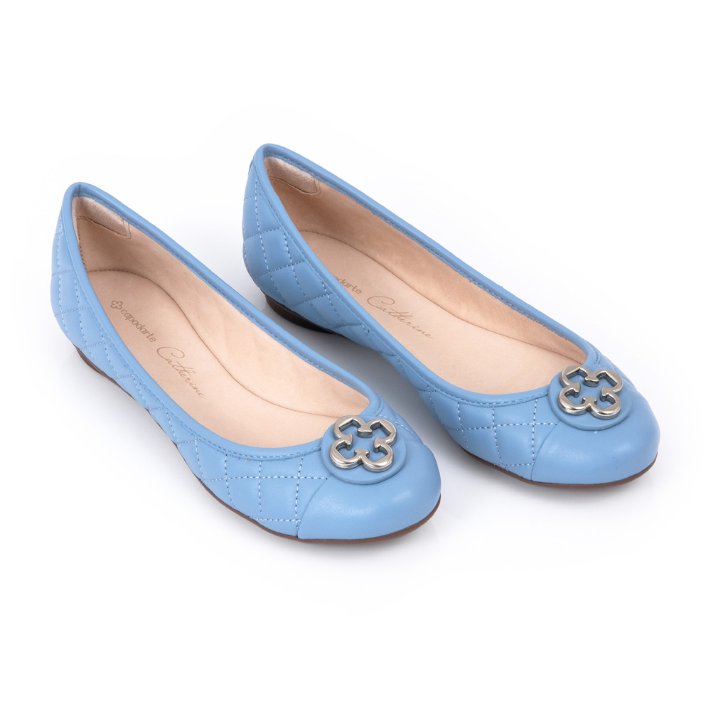SAPATILHA CATHERINE AZUL CHIARO COURO MATELASSÊ image number 1