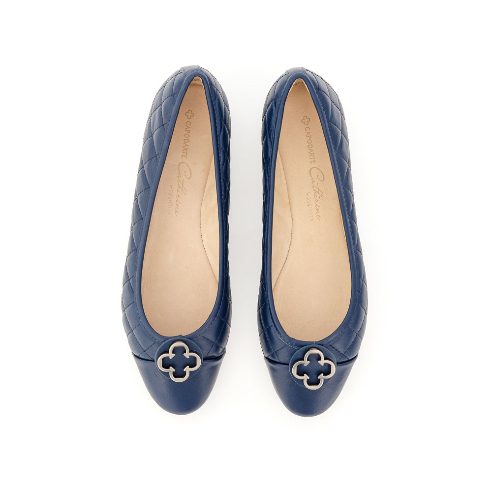 SAPATILHA CATHERINE MODERNIT&Aacute; MARINHO AZZURO DE COURO MATELASS&Ecirc; image number 4