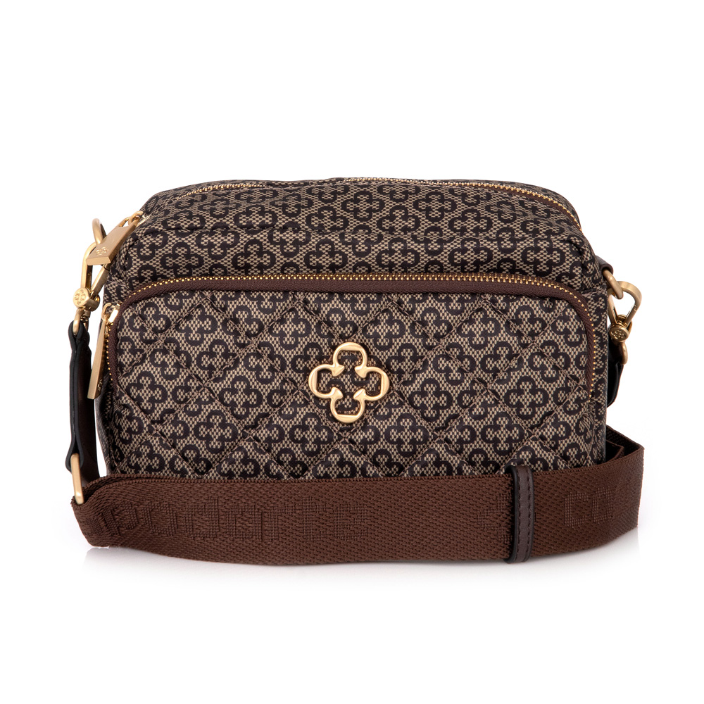 BOLSA POCHETE BEGE E CAF&Eacute; MONOGRAMA image number 0