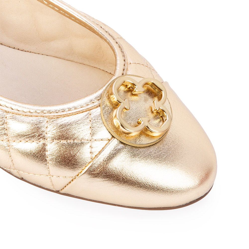 SAPATILHA DOURADA COURO BICO REDONDO CATHERINE image number 2