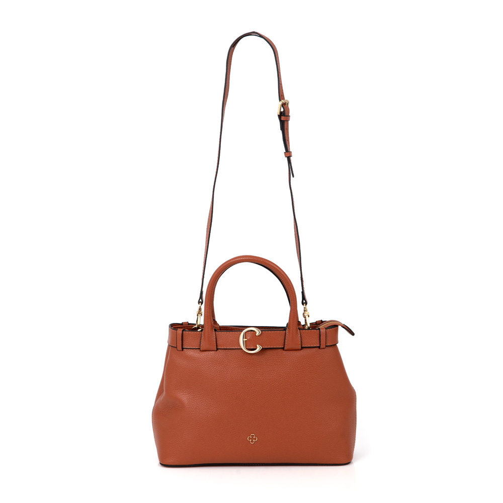BOLSA MÉDIA CARAMELO DE COURO TOTE image number 3