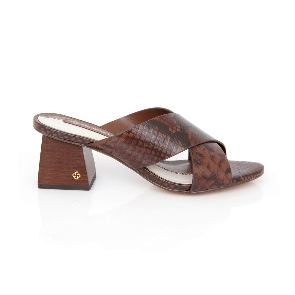 MULE SALTO BLOCO MARROM COURO PITONE image number 0