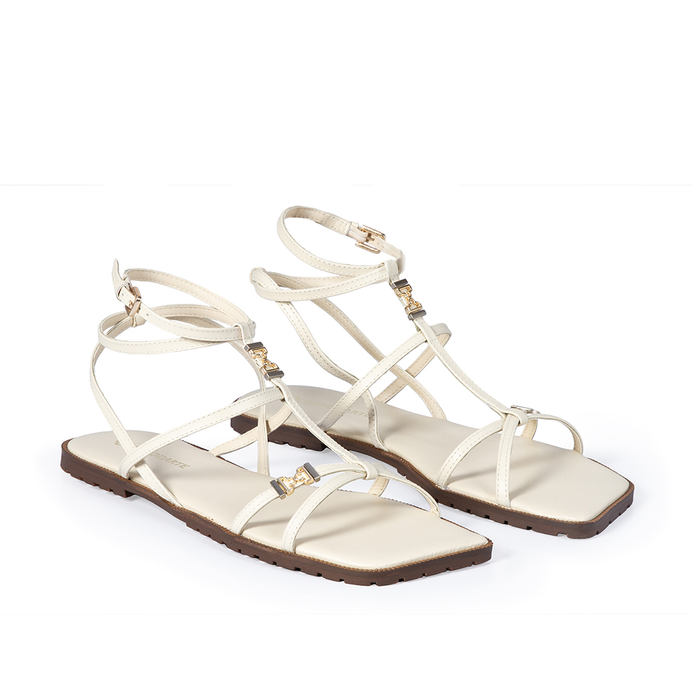 SAND&Aacute;LIA RASTEIRA BEGE VANILLA DE COURO image number 1