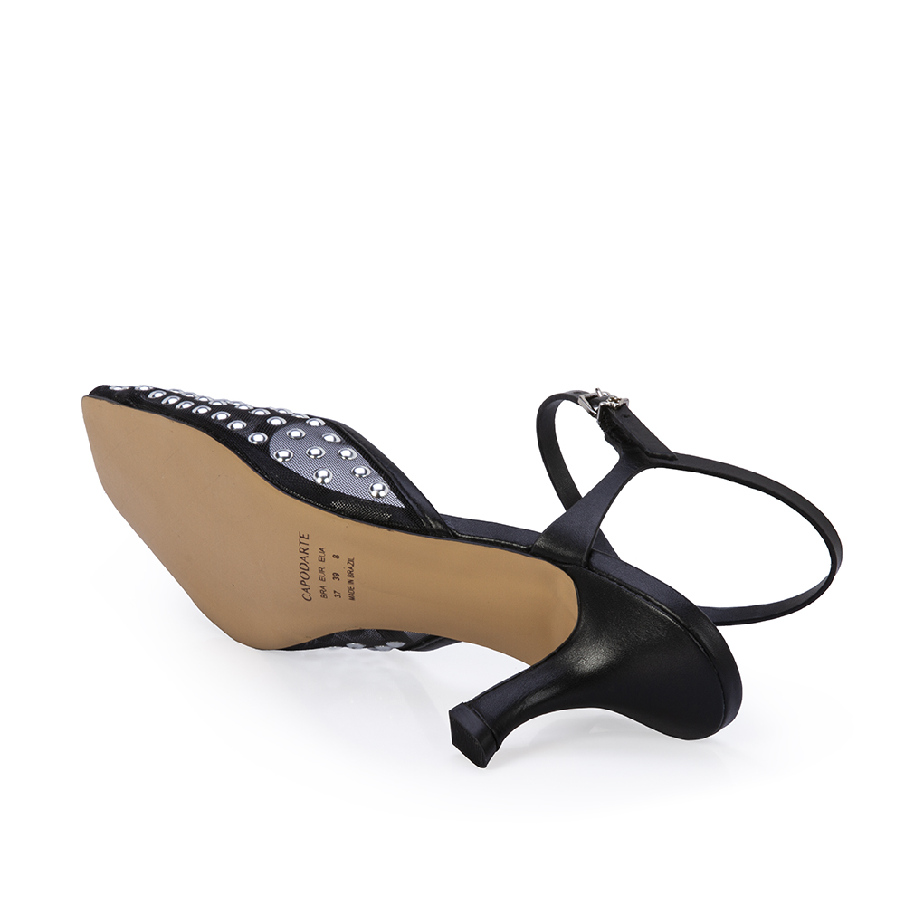 SCARPIN SALTO MÉDIO TELA PRETO image number 3