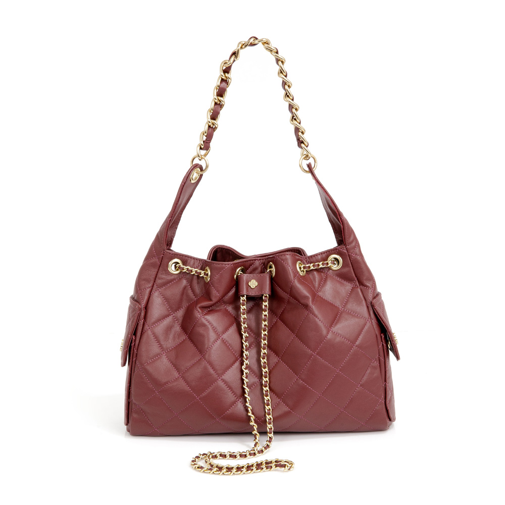 BOLSA SHOPPER BORDÔ DE COURO MATELASSÊ COM ALÇA CORRENTE image number 0