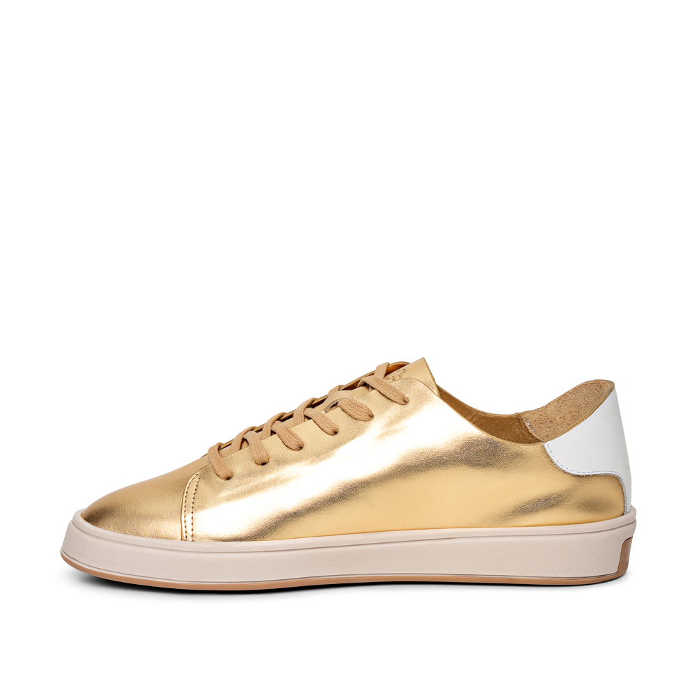 TÊNIS FEMININO DOURADO DE COURO AMARRAÇÃO image number 2