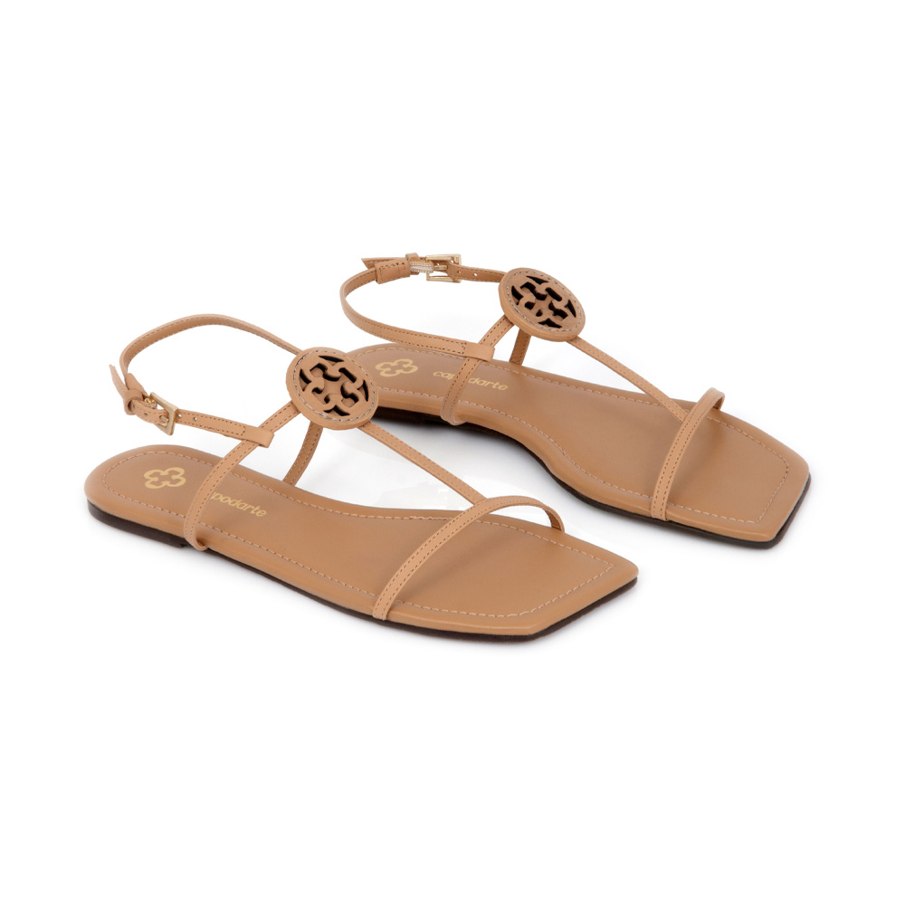 RASTEIRA DE COURO BEGE TIRAS FINAS image number 1