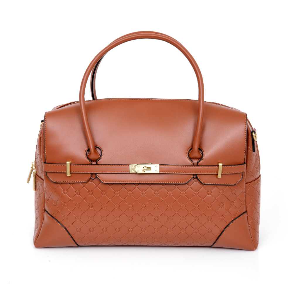 MALA DE MÃO CARAMELO CAMEL MONOGRAMA image number 0