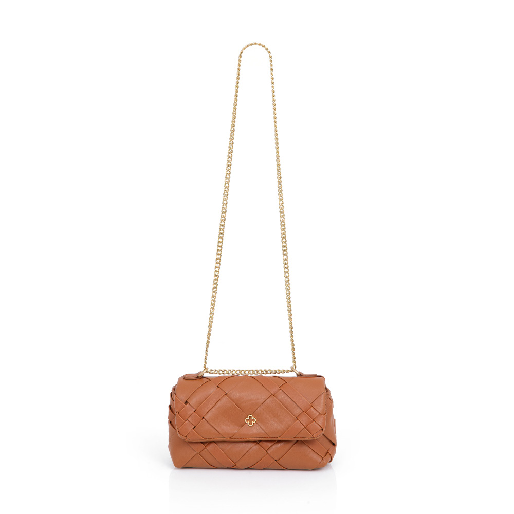 BOLSA SHOULDER BAG CARAMELO AL&Ccedil;A CORRENTE DOURADA TRESS&Ecirc; image number 3