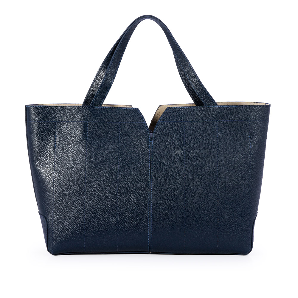 BOLSA GRANDE SHOPPER DE COURO AZUL MARINHO image number 1