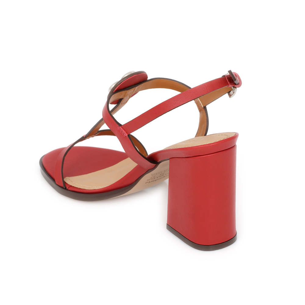 SANDÁLIA SALTO ALTO VERMELHO MERLOT DE COURO image number 2
