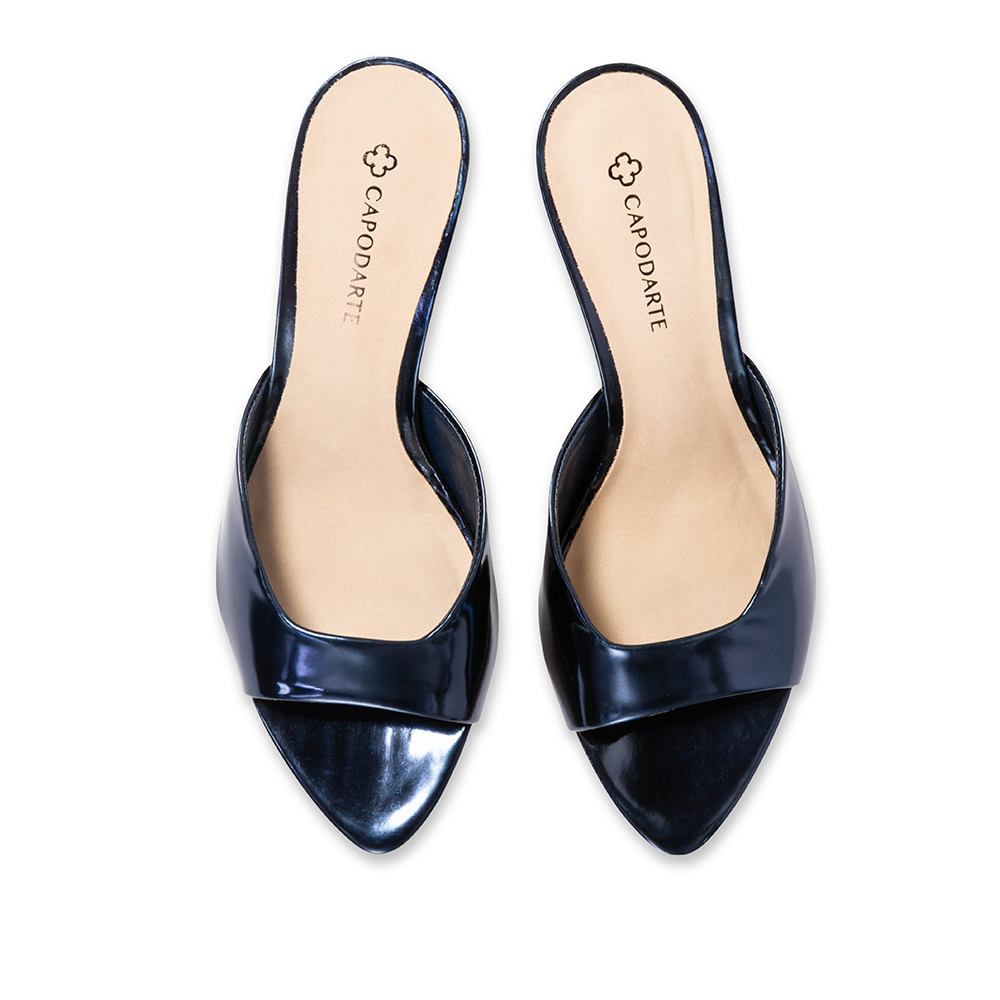 MULE SALTO M&Eacute;DIO MARINHO AZZURRO DE COURO SPECCHIO image number 4