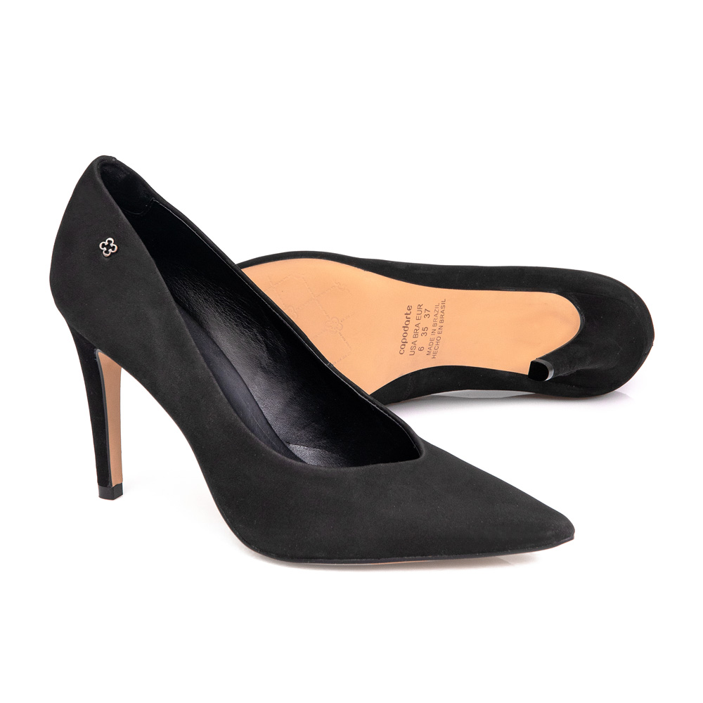 SCARPIN PRETO NOBUCK SALTO ALTO FINO image number 3