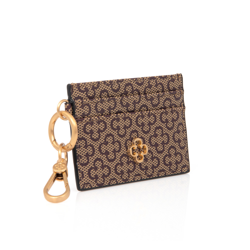 CHAVEIRO PORTA CART&Atilde;O BEGE MONOGRAMA image number 1