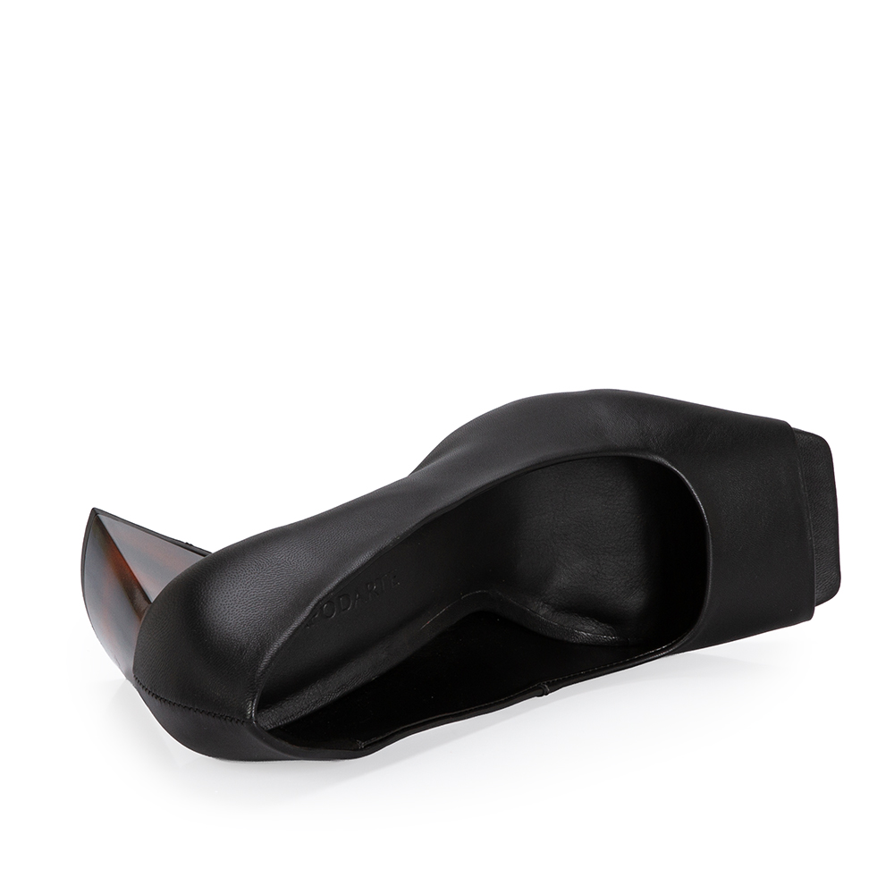 PEEP TOE PRETO DE COURO SALTO ALTO TORTOISE image number 4