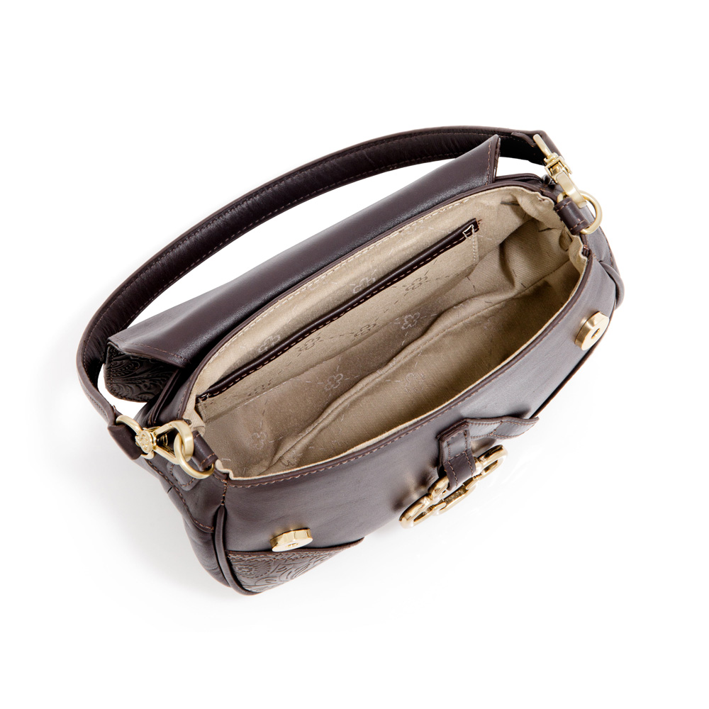 BOLSA PEQUENA COURO MARROM FLORATTA image number 4