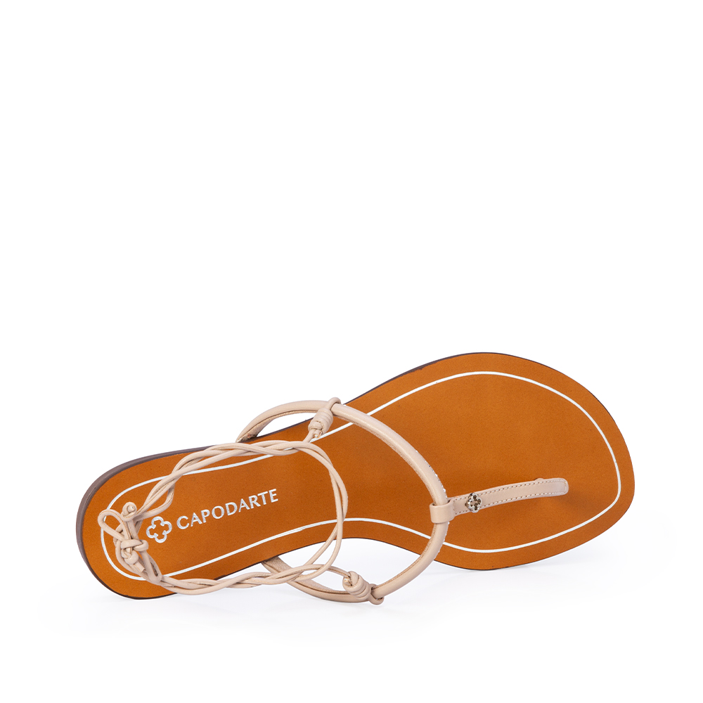 SANDÁLIA RASTEIRA NUDE SEDA DE COURO AMARRAÇÃO image number 4