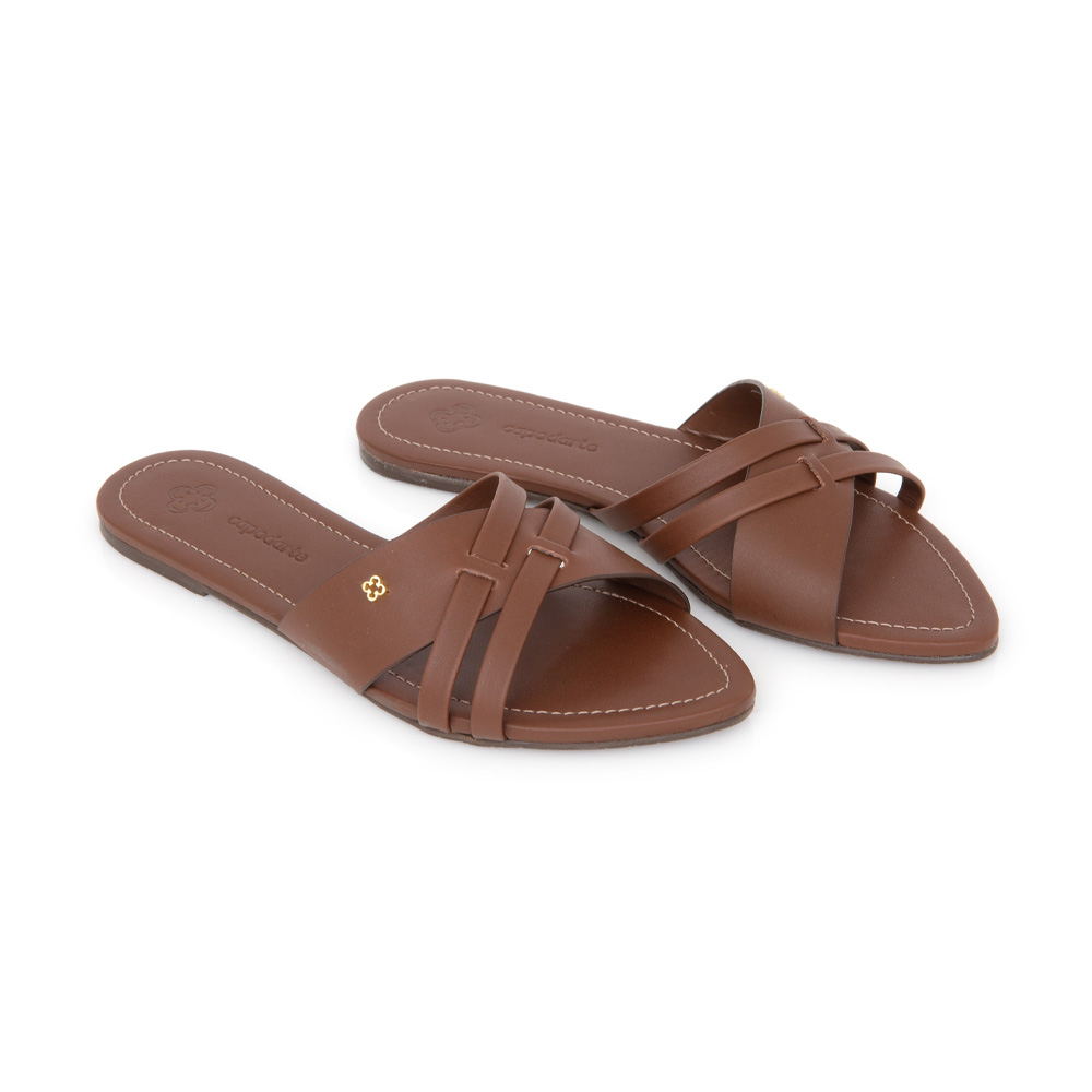 CHINELO RASTEIRA MARROM ÉBANO DE COURO image number 1