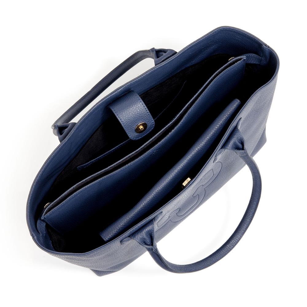 BOLSA SHOPPER DE COURO AZUL AZZURRO image number 4